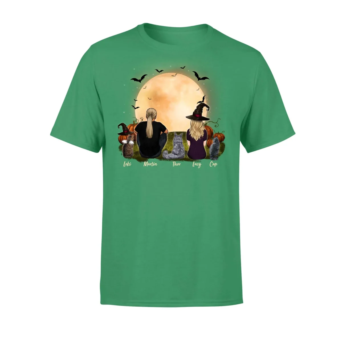 front side personalized custom cat couple t shirt tee halloween 2402