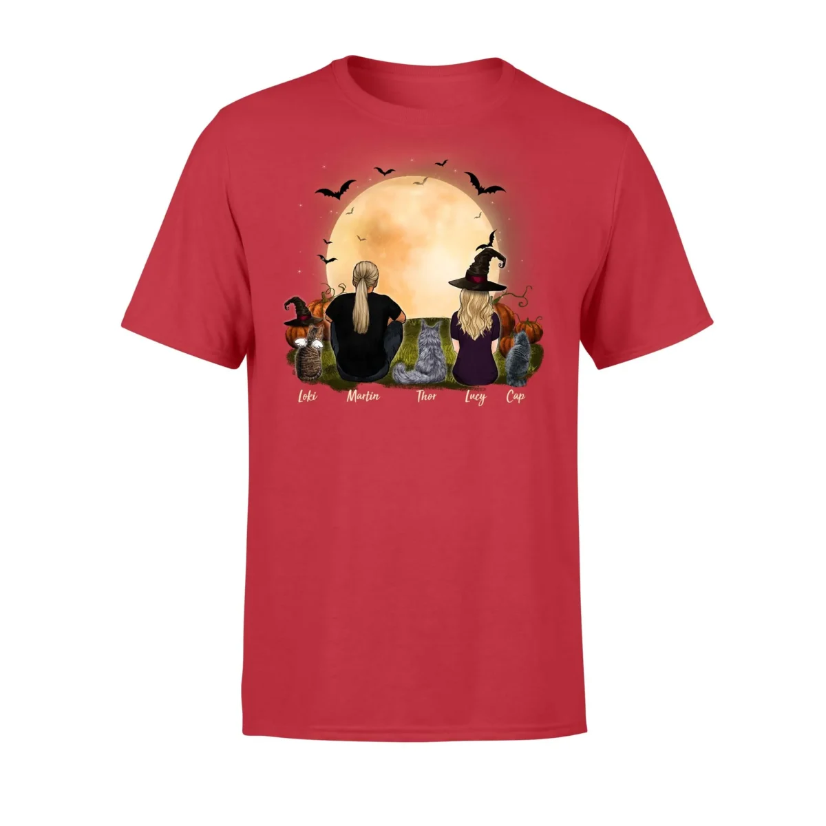 front side personalized custom cat couple t shirt tee halloween 2402