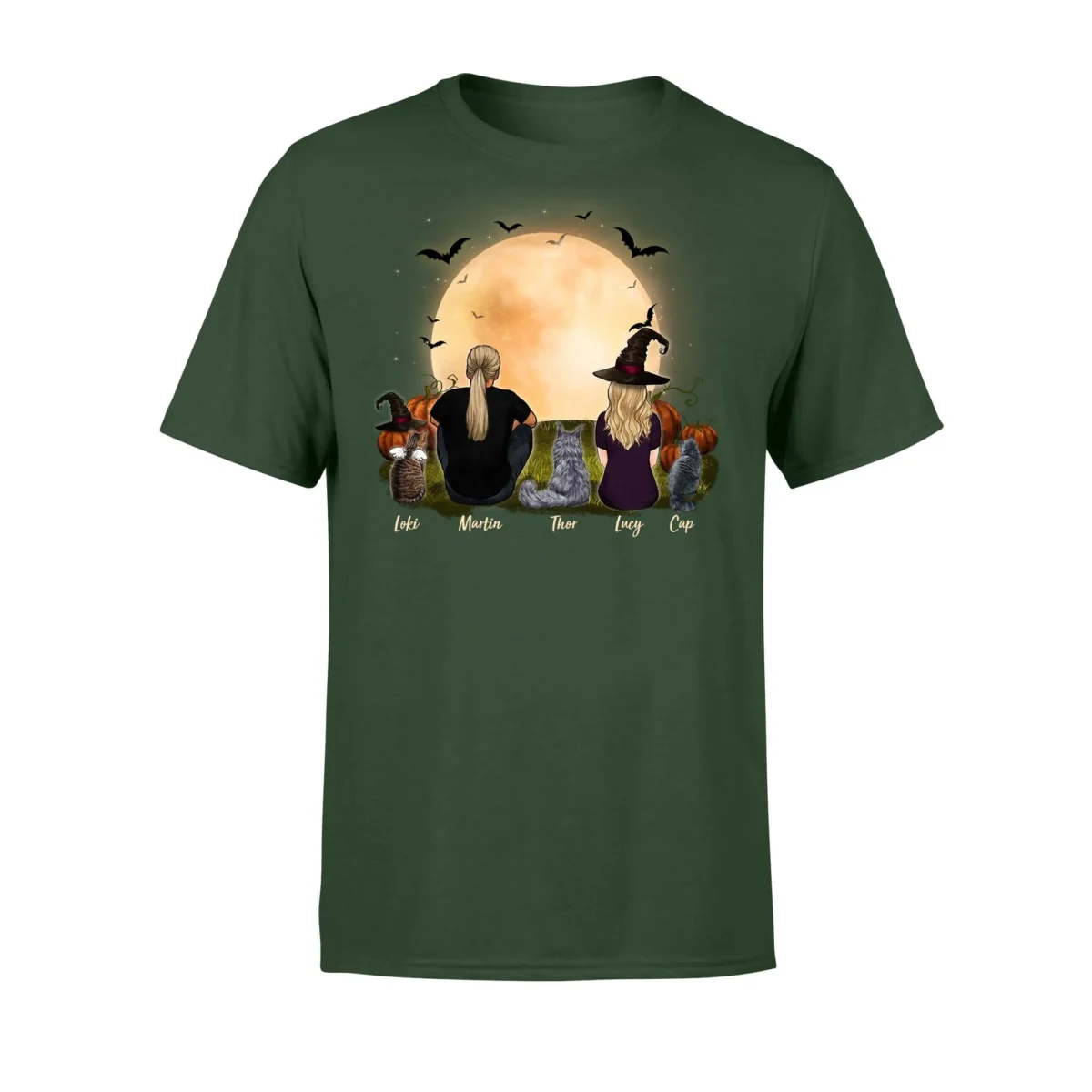 front side personalized custom cat couple t shirt tee halloween 2402