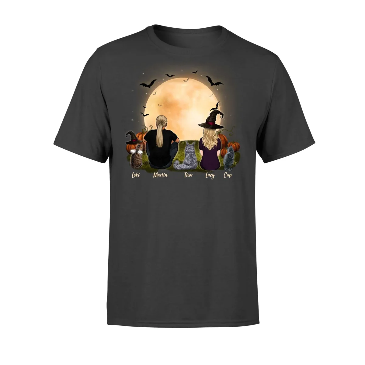 front side personalized custom cat couple t shirt tee halloween 2402