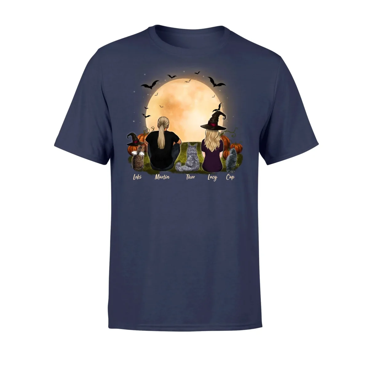front side personalized custom cat couple t shirt tee halloween 2402 wu0i2