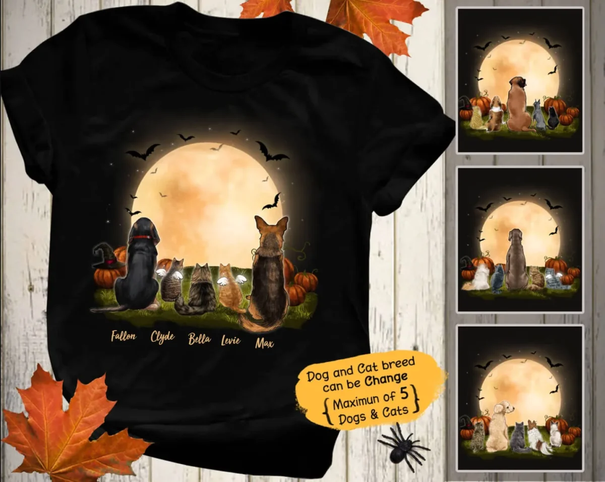 front side personalized custom dog cat t shirt tee halloween 2401 m6kkd