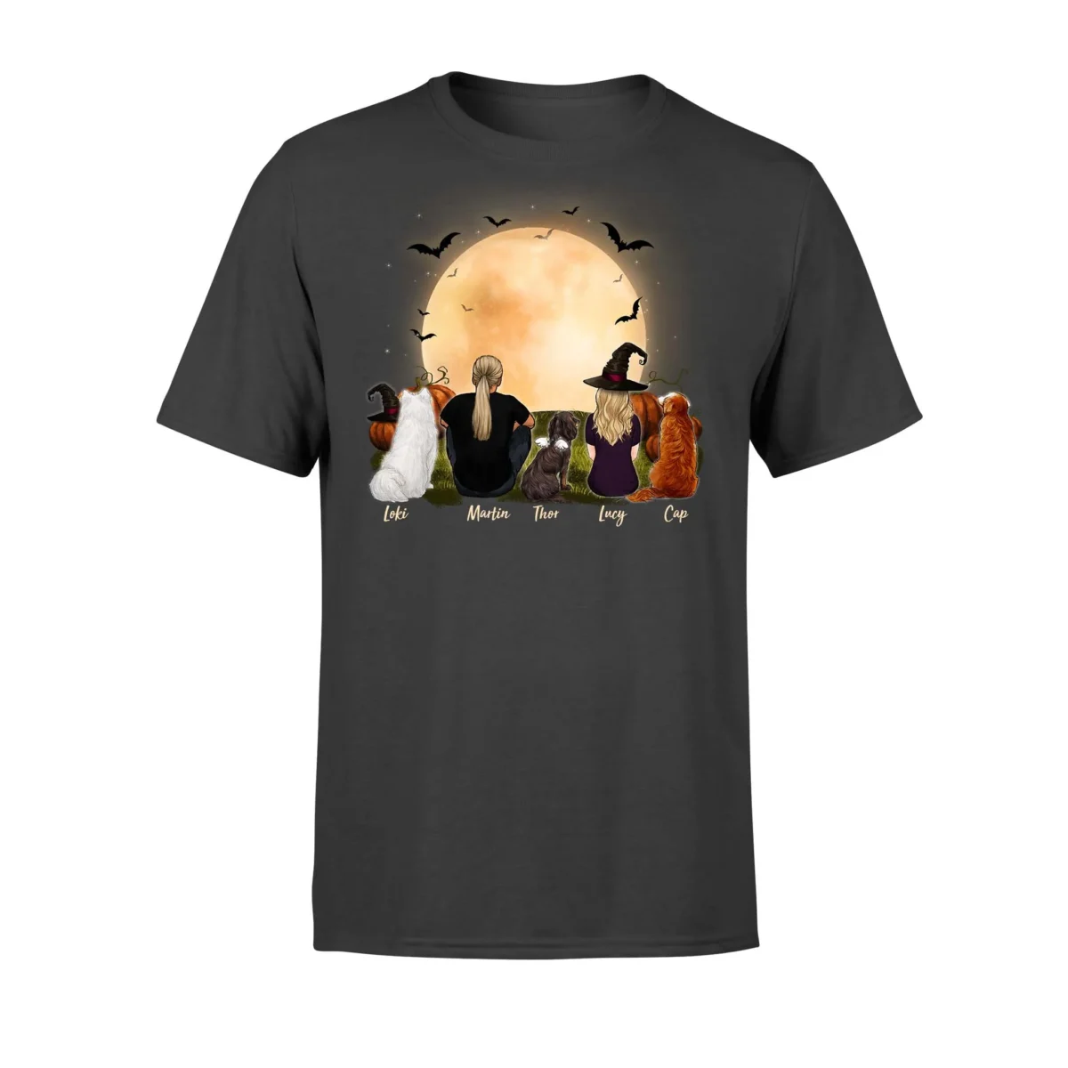 front side personalized custom dog couple t shirt tee halloween 2398