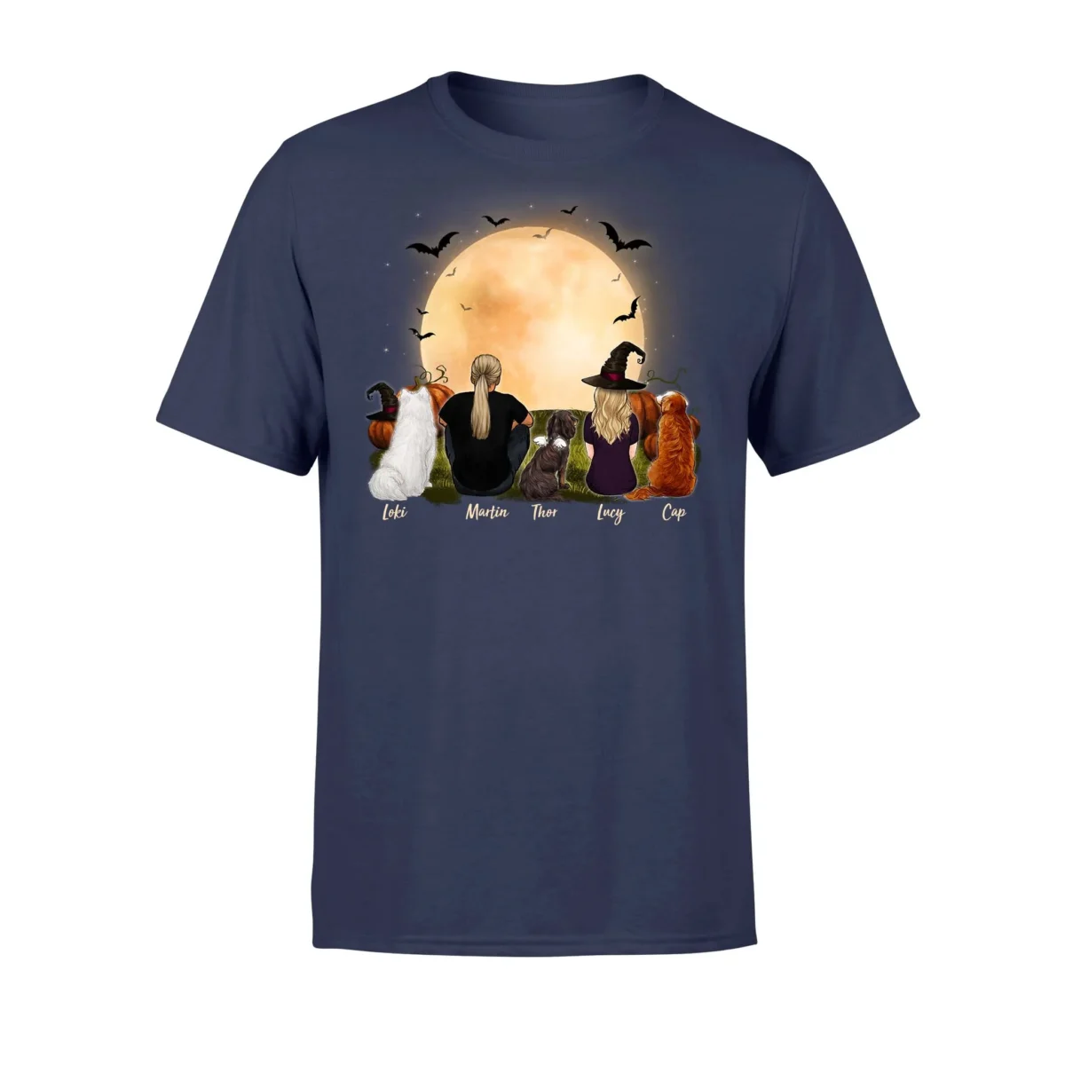 front side personalized custom dog couple t shirt tee halloween 2398 bnnrl