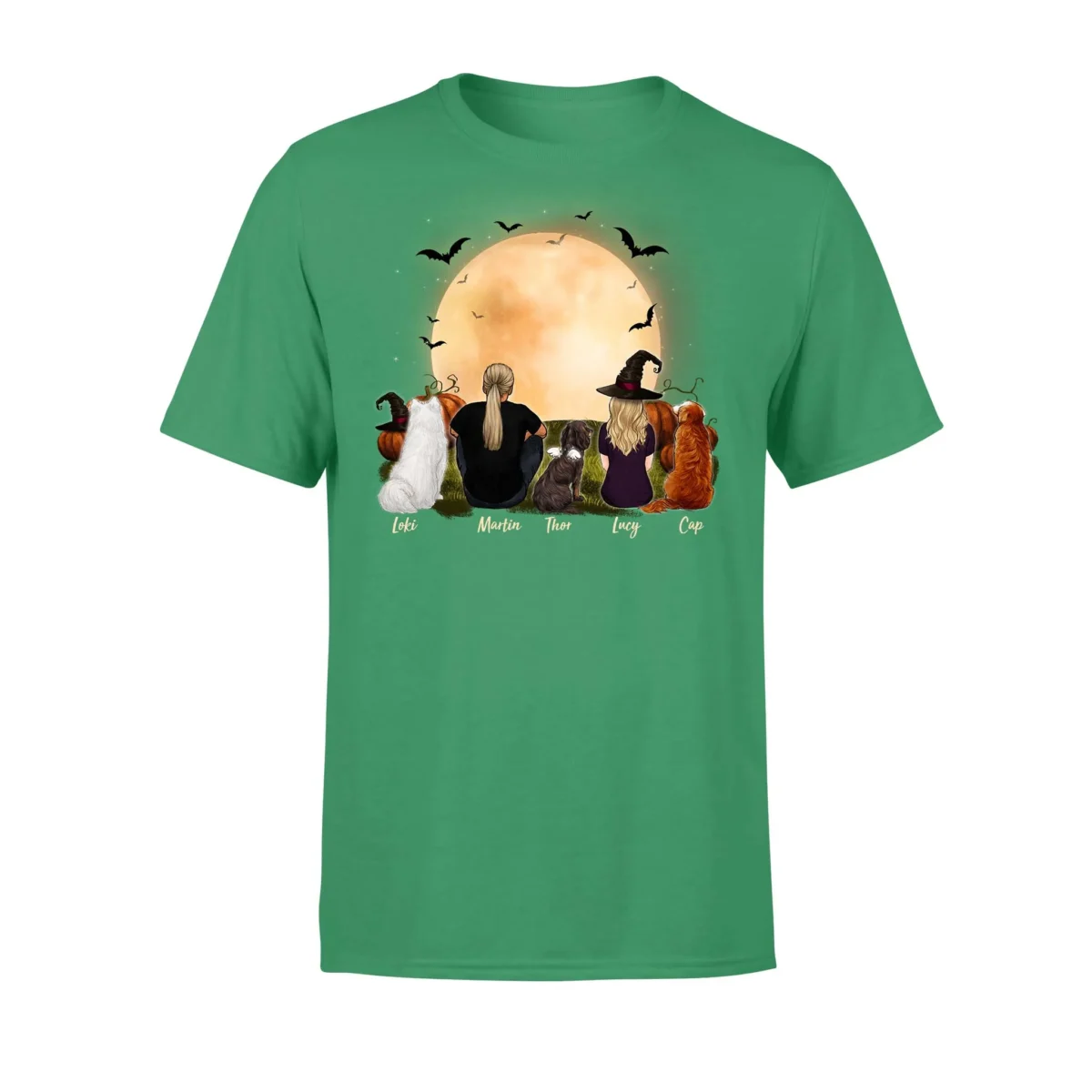 front side personalized custom dog couple t shirt tee halloween 2398 gn9zv