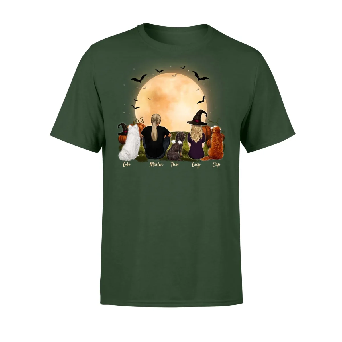 front side personalized custom dog couple t shirt tee halloween 2398