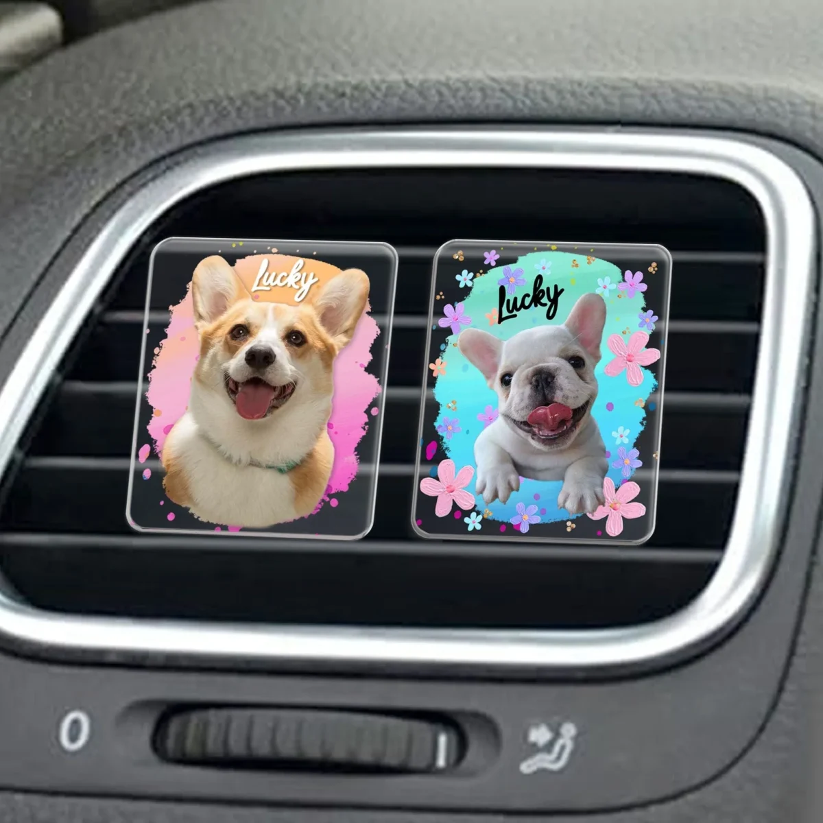 boho car vent clip custom photo for dog lovers 0l8bb