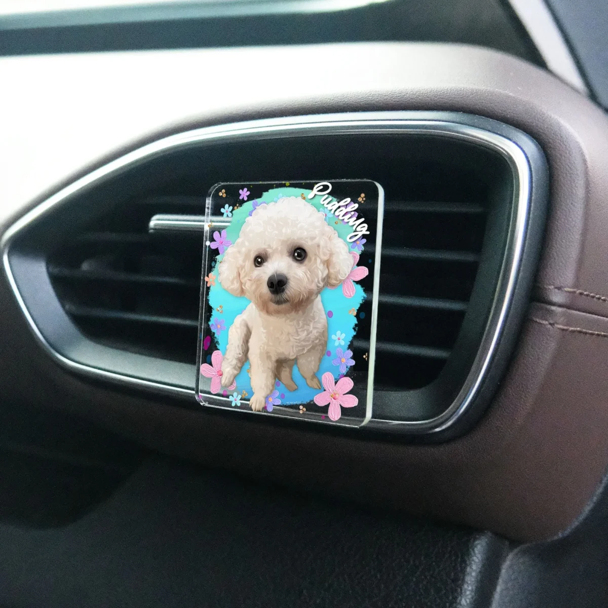 boho car vent clip custom photo for dog lovers wsm79