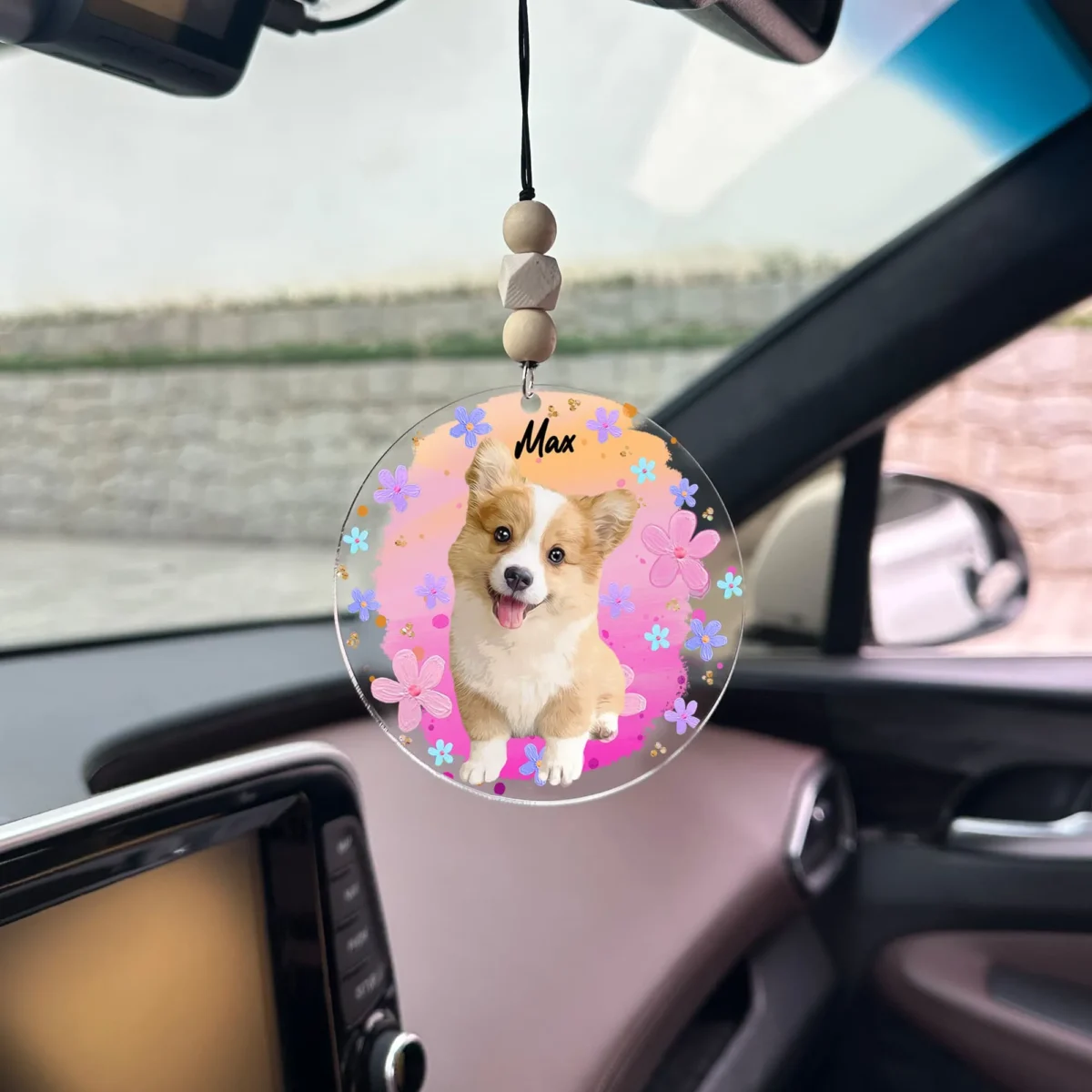boho style custom car ornament for dog lovers 5yrz5