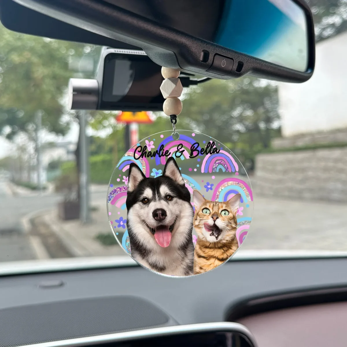 boho style custom car ornament for dog lovers qk4sy