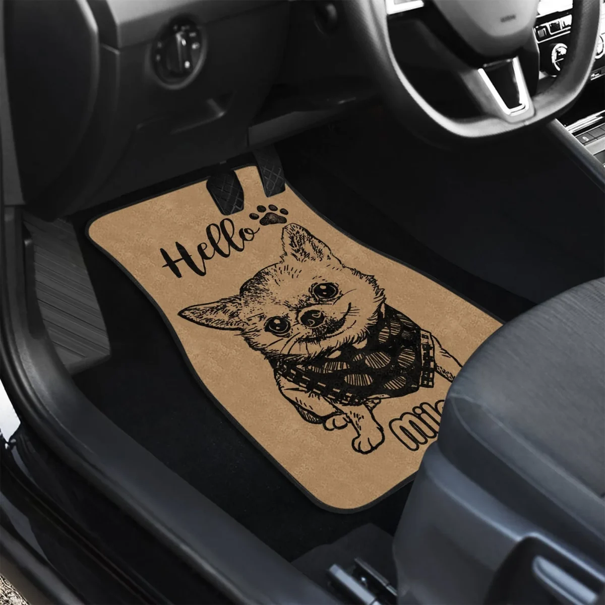 custom black white dog photo anti slip car floor mat 5sekf