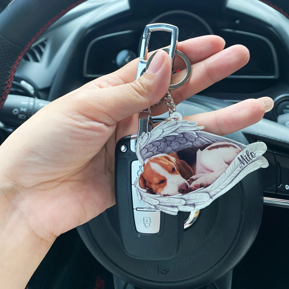 custom dog cat photo angel wings pet memorial keychain cwnqi scaled