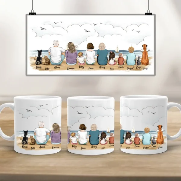 Family & Dog & Cat Coffee Mug - Personalized Edge To Edge Coffee Mug - A Novsend Original Gift