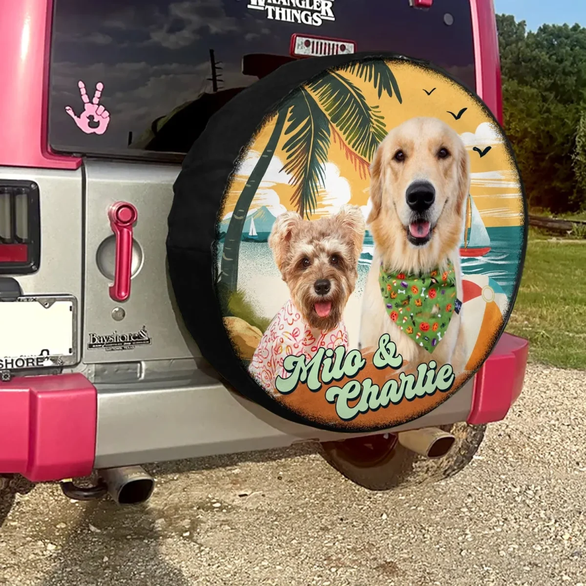 custom dog photo beach summer time spare tire cover pinqq