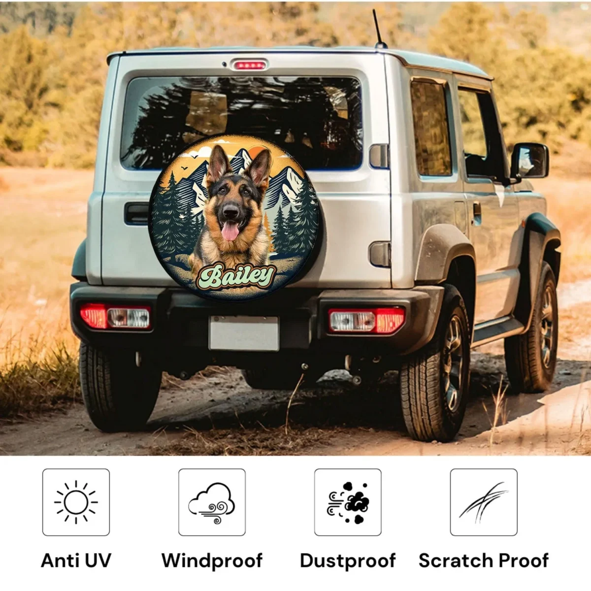 custom dog photo camping hiking spare tire cover retro style 7u8po