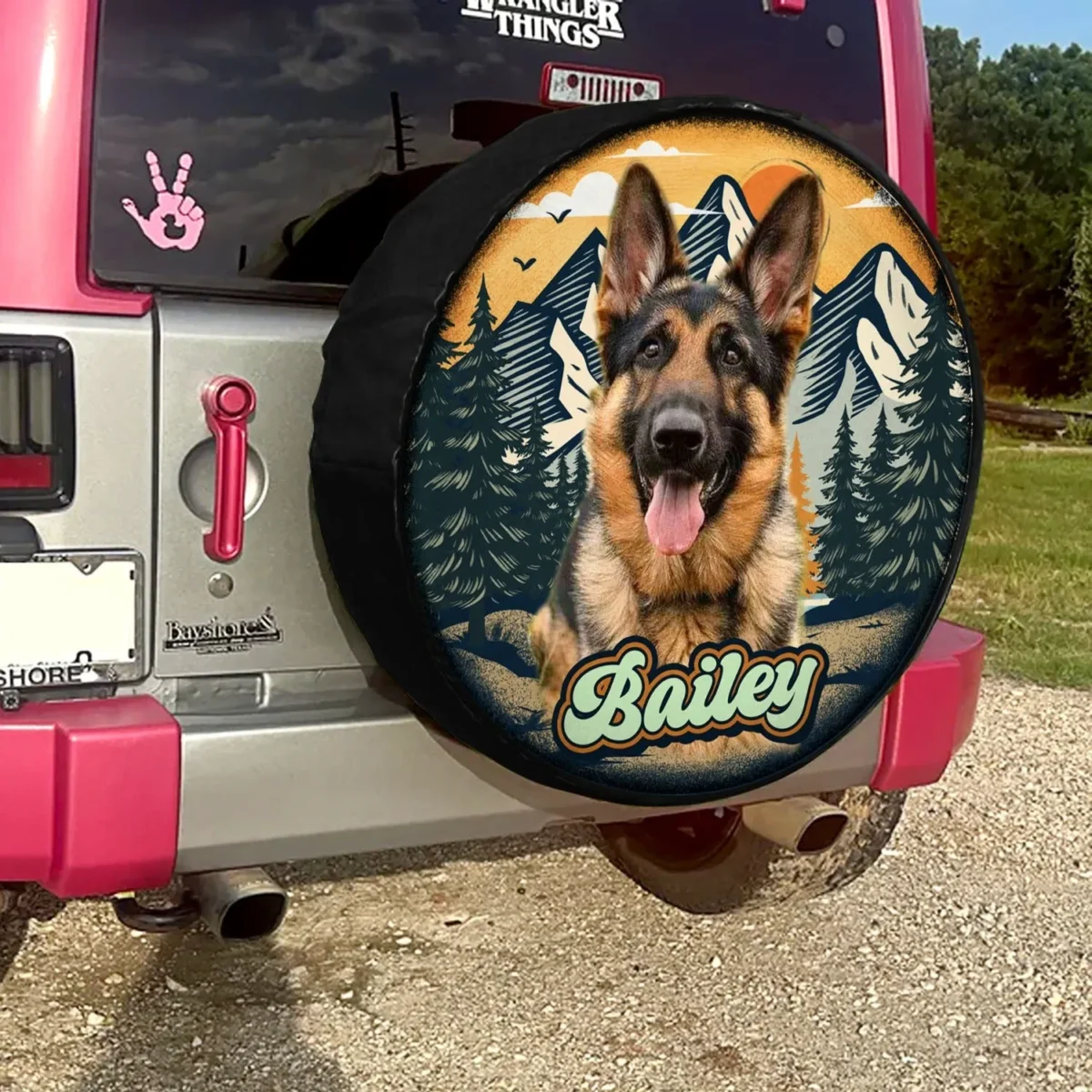 custom dog photo camping hiking spare tire cover retro style cniyz
