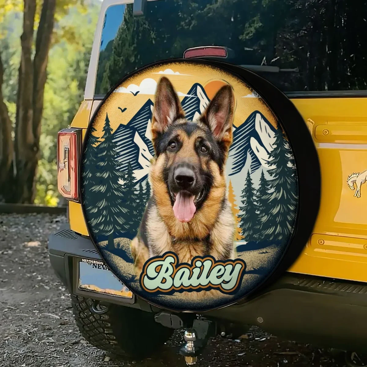 custom dog photo camping hiking spare tire cover retro style dmwdr