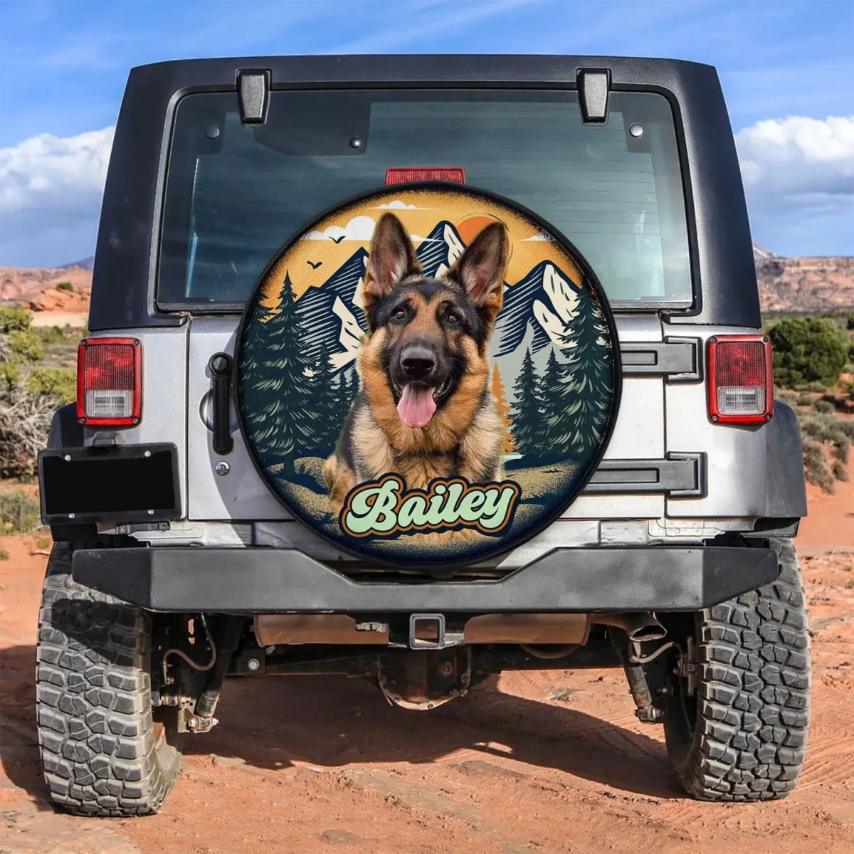 custom dog photo camping hiking spare tire cover retro style fycq0
