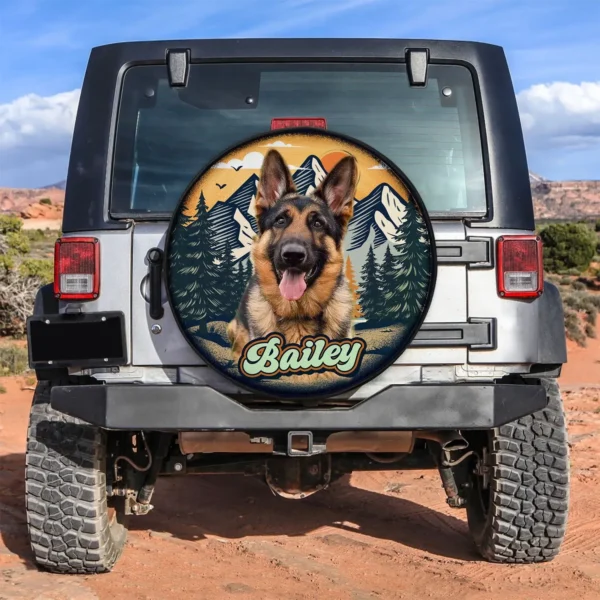 Custom Dog Photo Camping Hiking Spare Tire Cover Retro Style