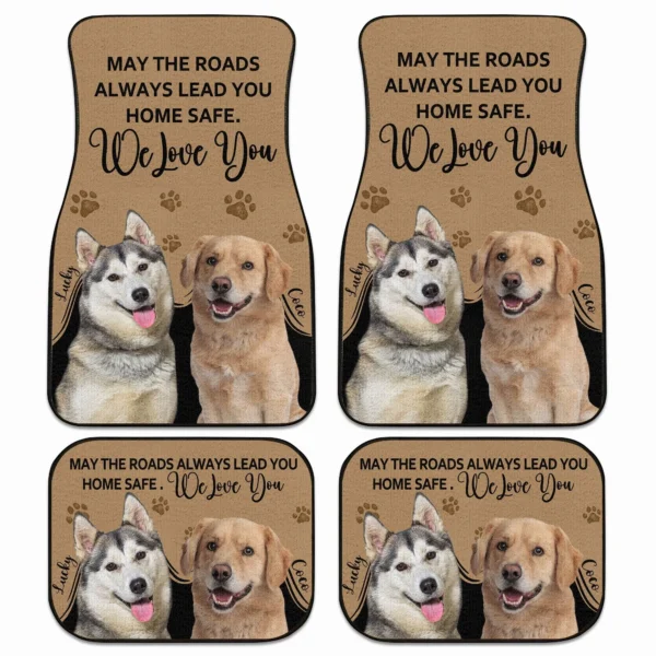 Custom Dog Photo Car Floor Mat - Custom Message - For Dog Mom Dog Dad, Car Lovers