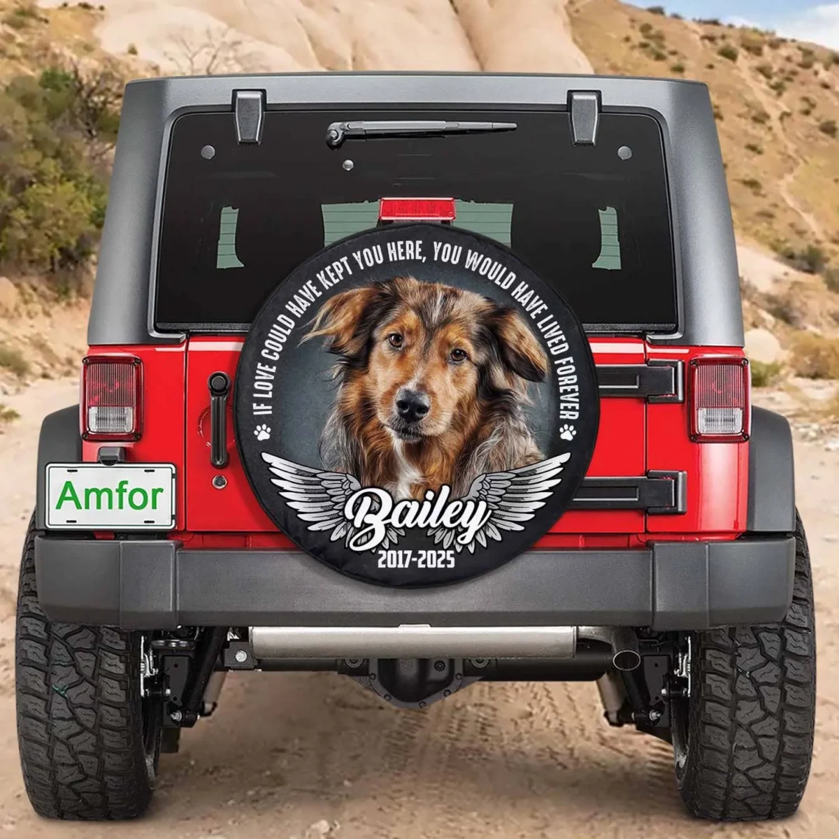 custom dog photo memorial spare tire cover