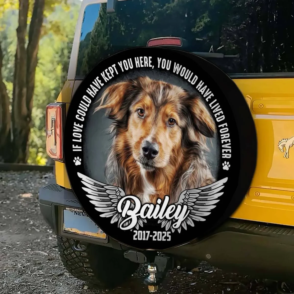 custom dog photo memorial spare tire cover
