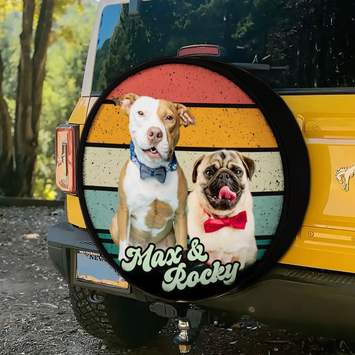 custom dog photo retro style spare tire cover 8q7zh