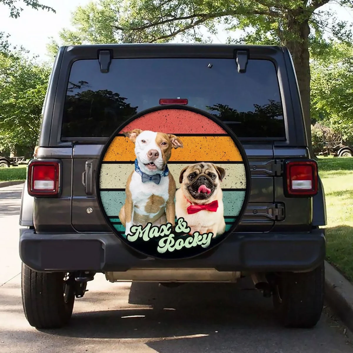custom dog photo retro style spare tire cover bm5m7