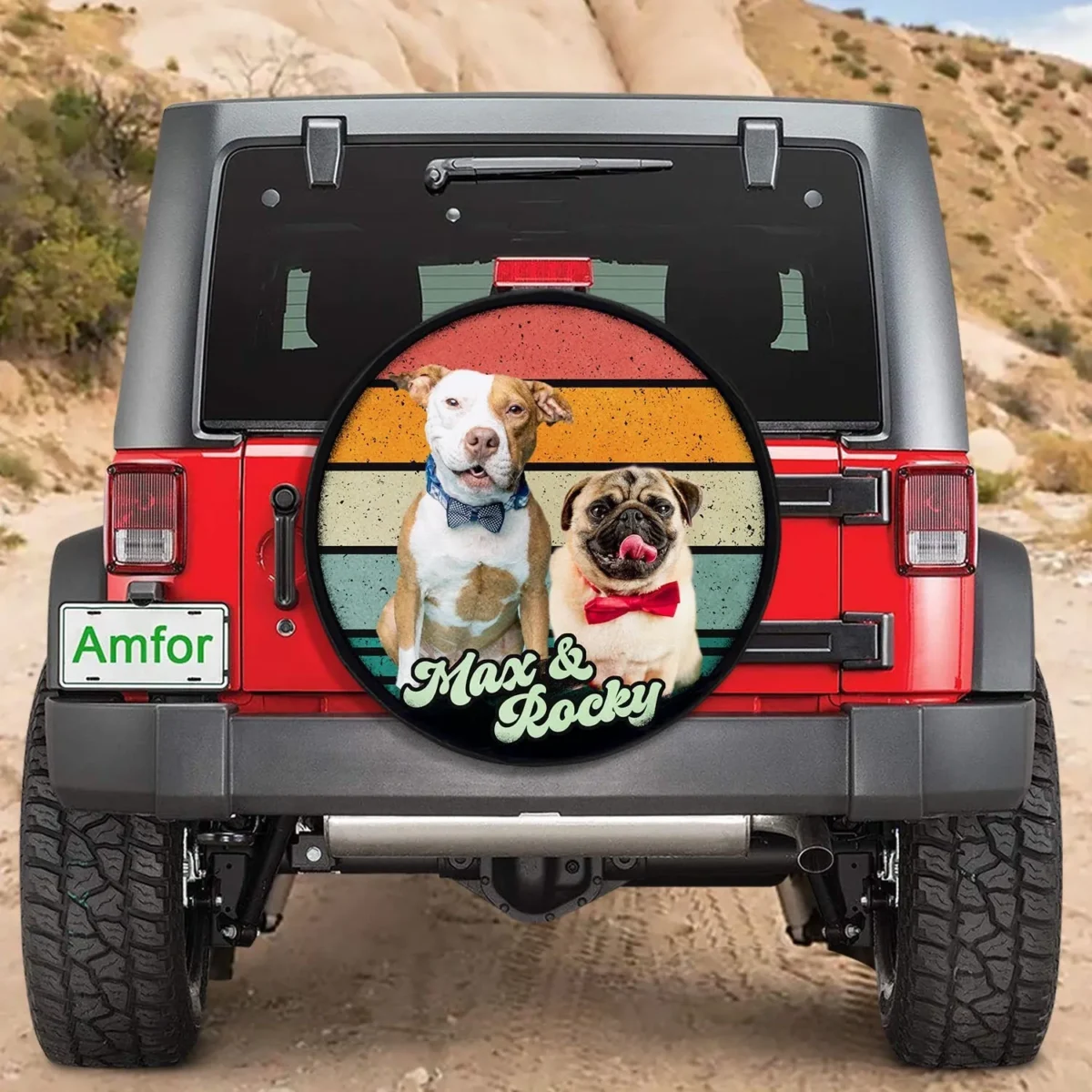 custom dog photo retro style spare tire cover mdwvy
