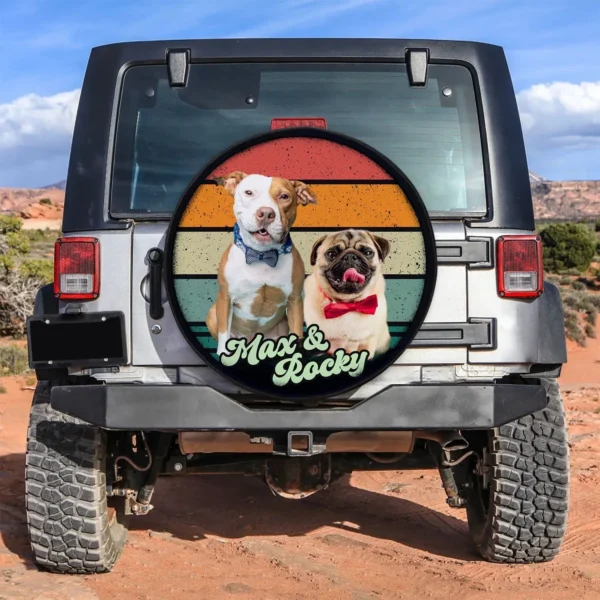 Custom Dog Photo Retro Style Spare Tire Cover