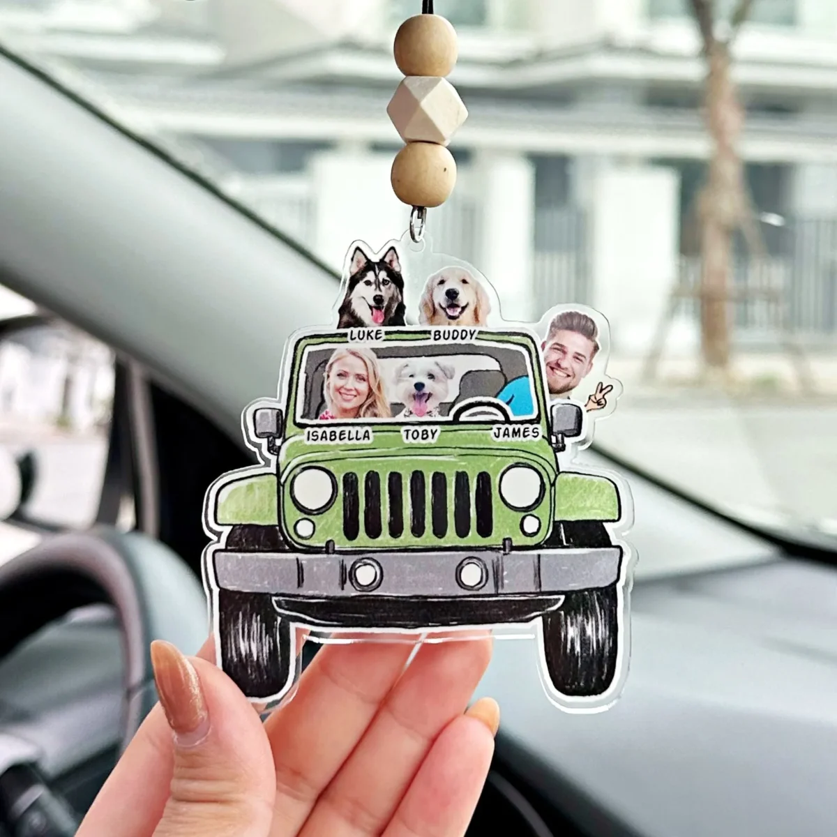 custom funny pet family kids photo jeep car ornament 8o4bp