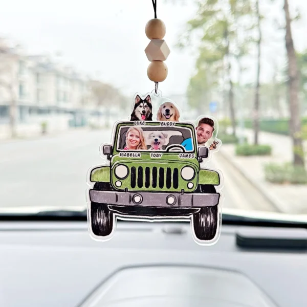 Custom Funny Pet Family Kids Photo Jeep Car Ornament