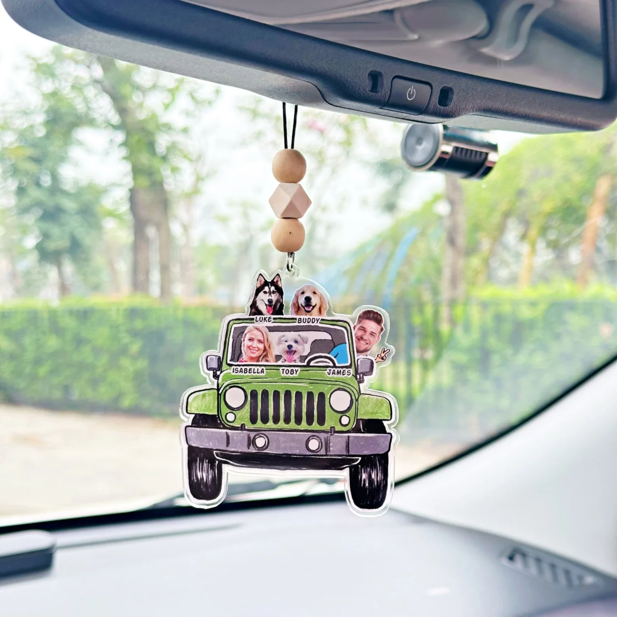 custom funny pet family kids photo jeep car ornament yv1dy scaled
