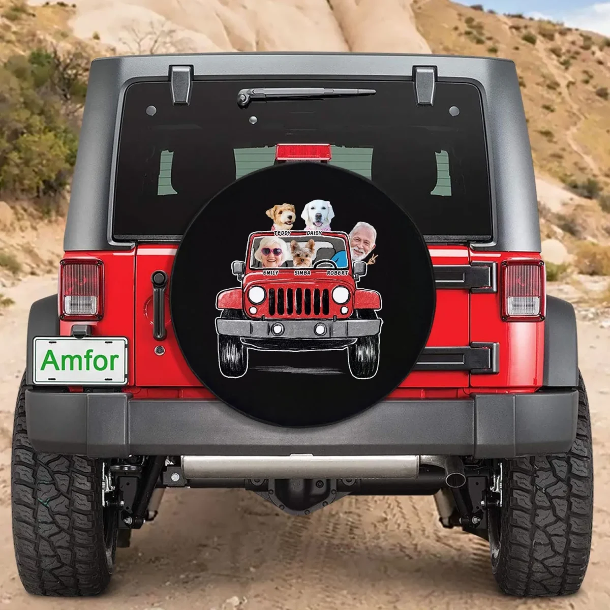custom funny pet family photo jeep spare tire cover gift for pet lovers pet owners hmslk