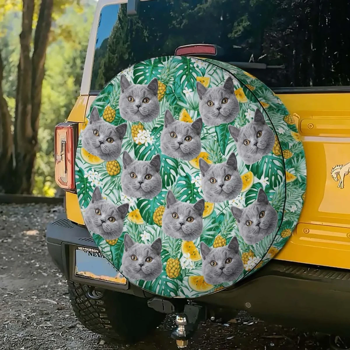 custom funny photo family pet face hawaiian spare tire cover c1yeh