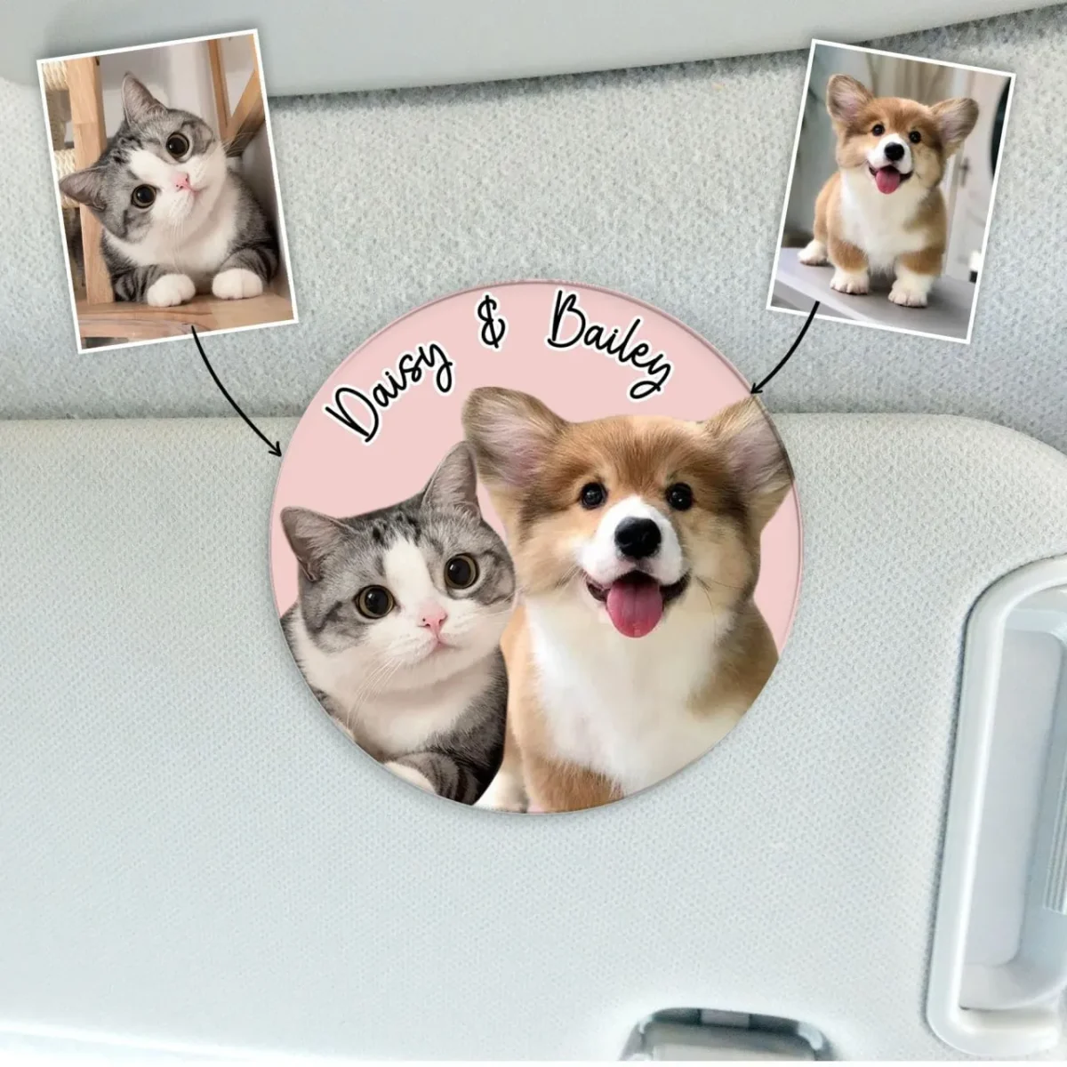 custom pet family kids photo acrylic car visor clip vuhmp