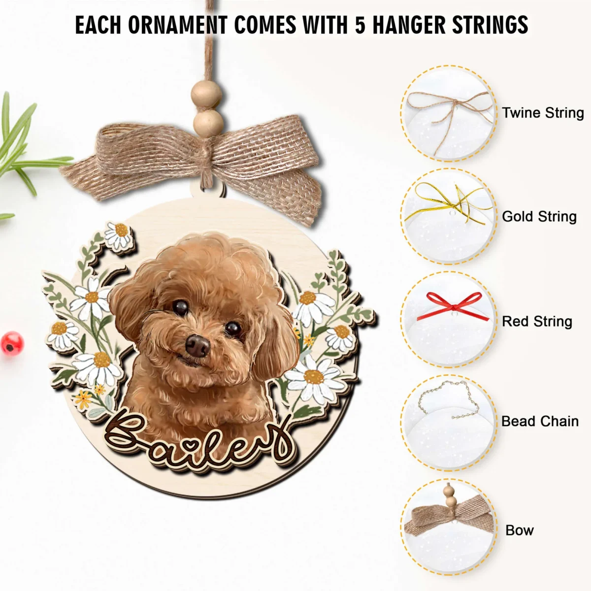 custom pet flower portrait wooden ornament gifts for christmas dog cat lovers 0wsv4