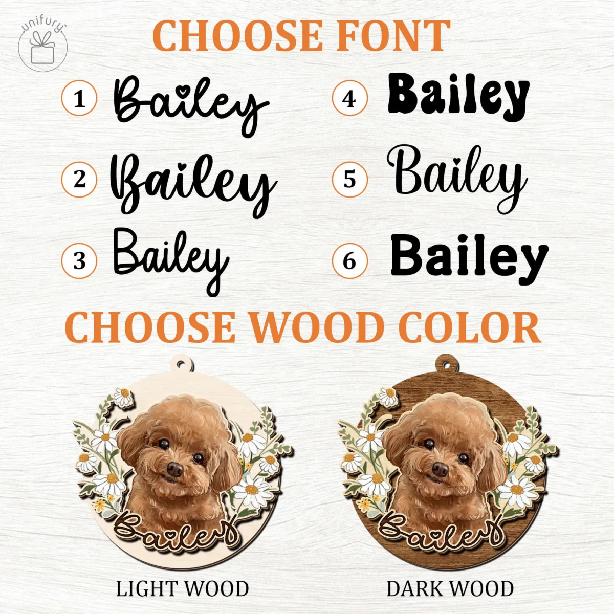 custom pet flower portrait wooden ornament gifts for christmas dog cat lovers yajy9