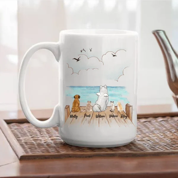 Custom Pet Mug - Personalized Custom Dog & Cat Coffee Mug - Wooden Dock - A Novsend Original Gift
