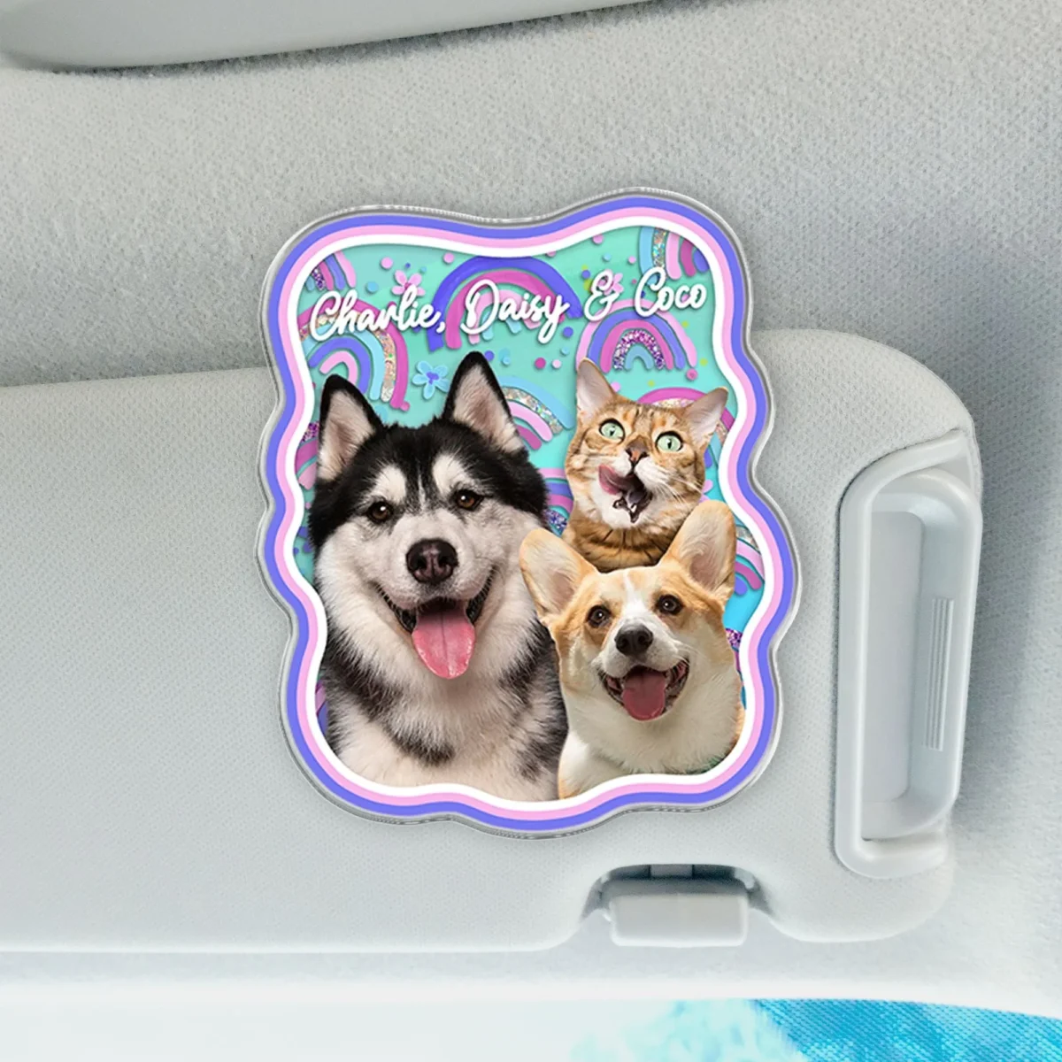 custom pet photo boho style car visor clip lfqdm