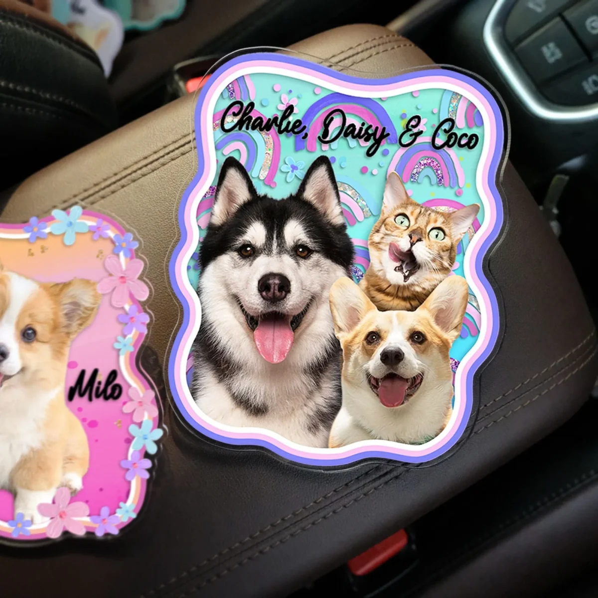 custom pet photo boho style car visor clip lvyzp