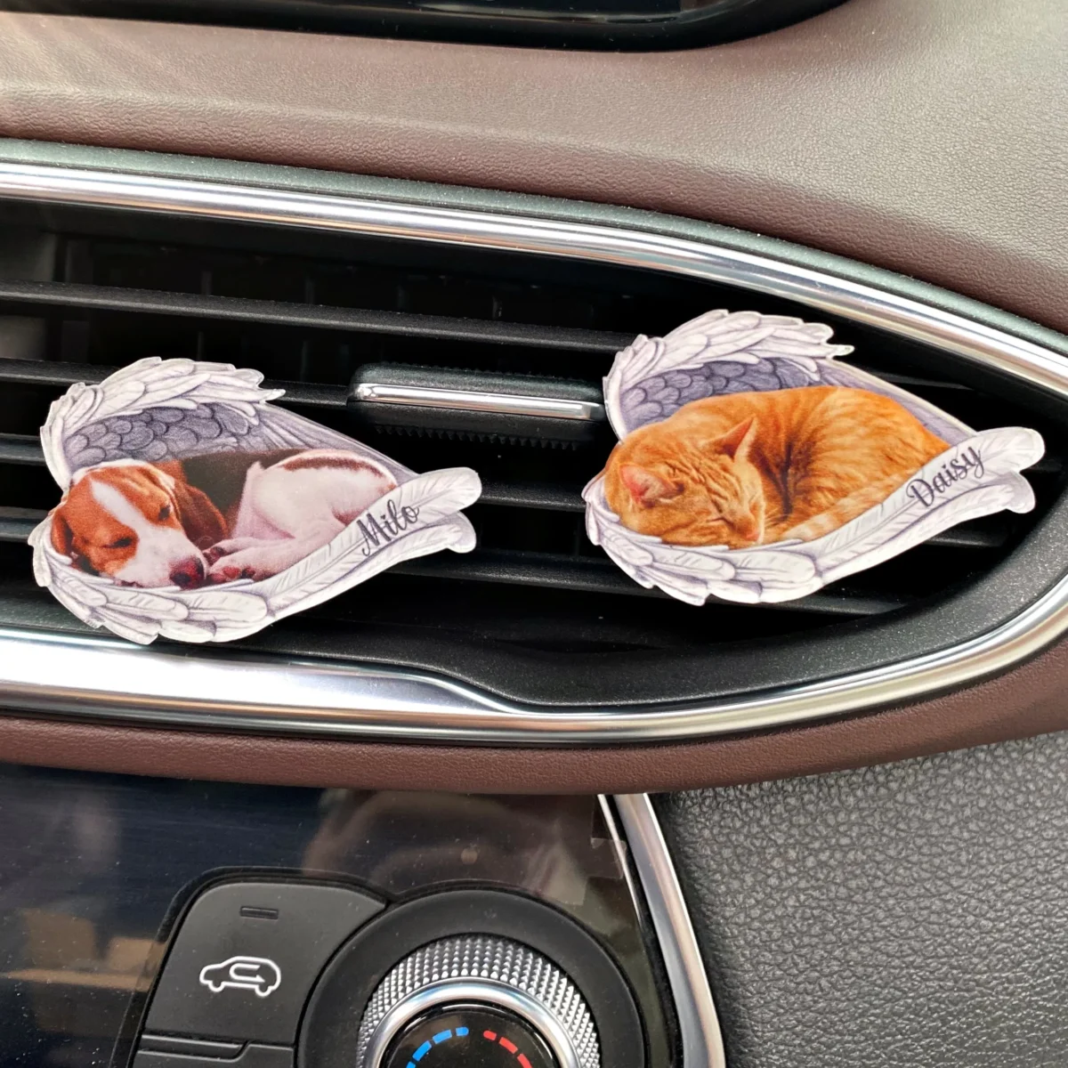 custom pets photo angel wings pet memorial car vent clip