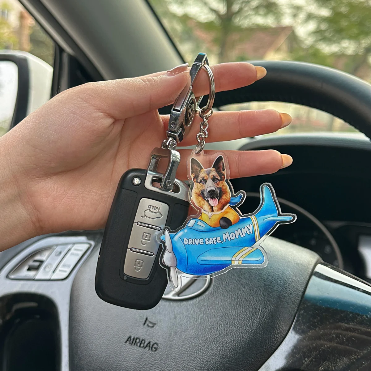 custom photo dog baby pilot keychain dog baby plane keychain drbnj scaled