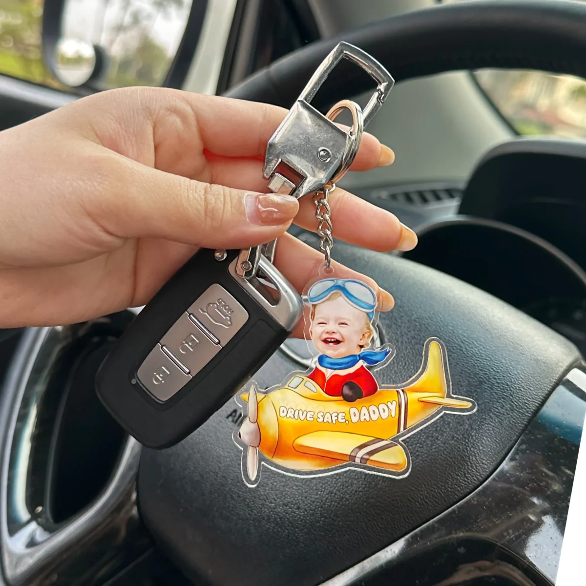 custom photo dog baby pilot keychain dog baby plane keychain fmjkv scaled
