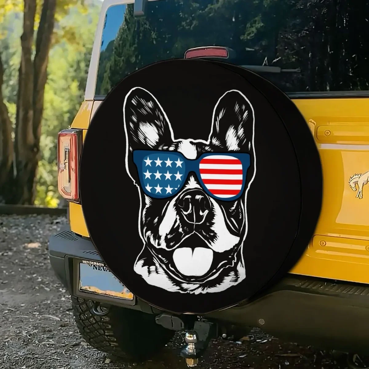 custom proud patriotic dog photo spare tire cover 0tzrr