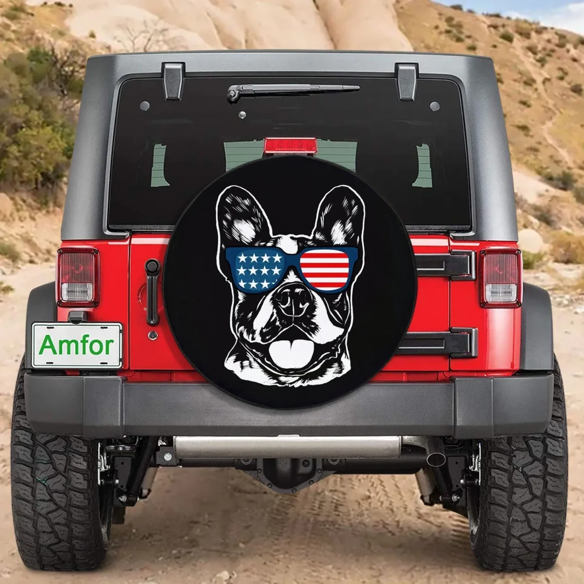 custom proud patriotic dog photo spare tire cover b0zya