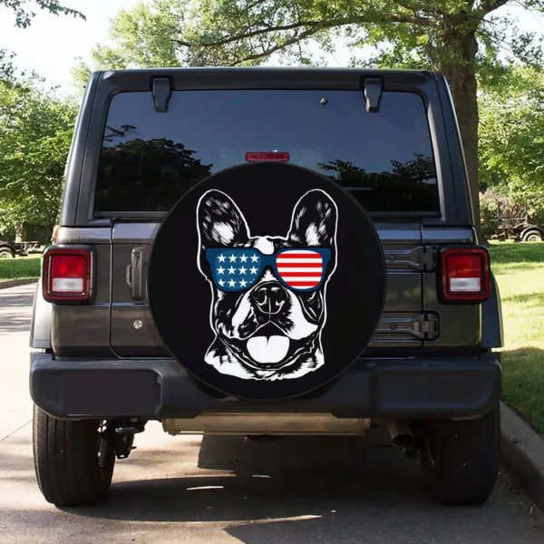Custom Proud Patriotic Dog Photo Spare Tire Cover