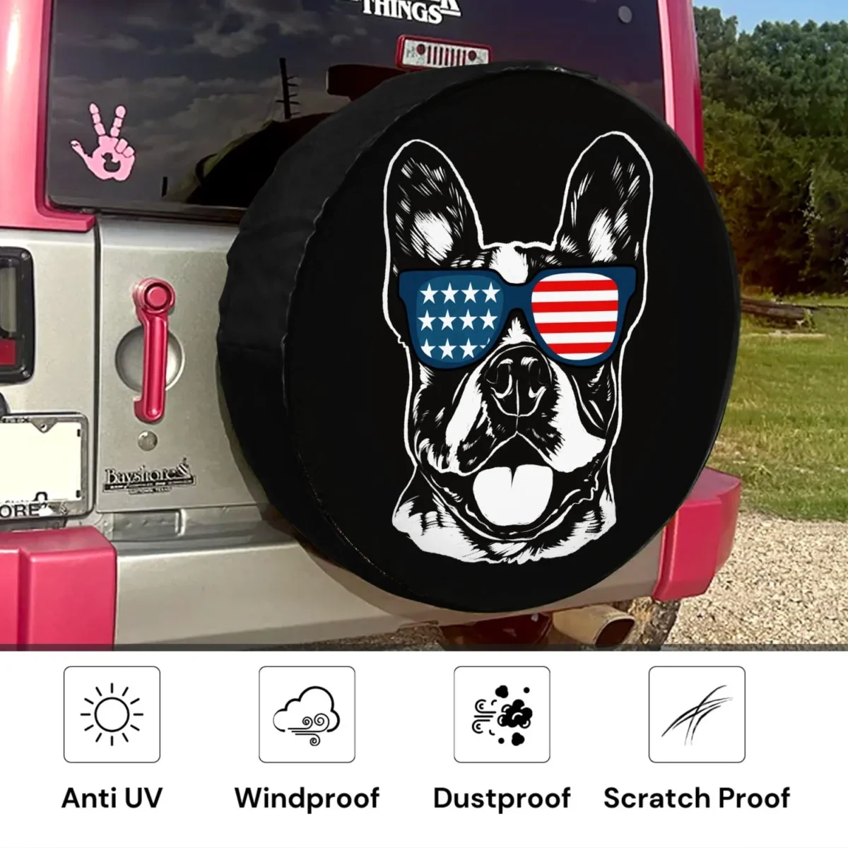 custom proud patriotic dog photo spare tire cover wznsb