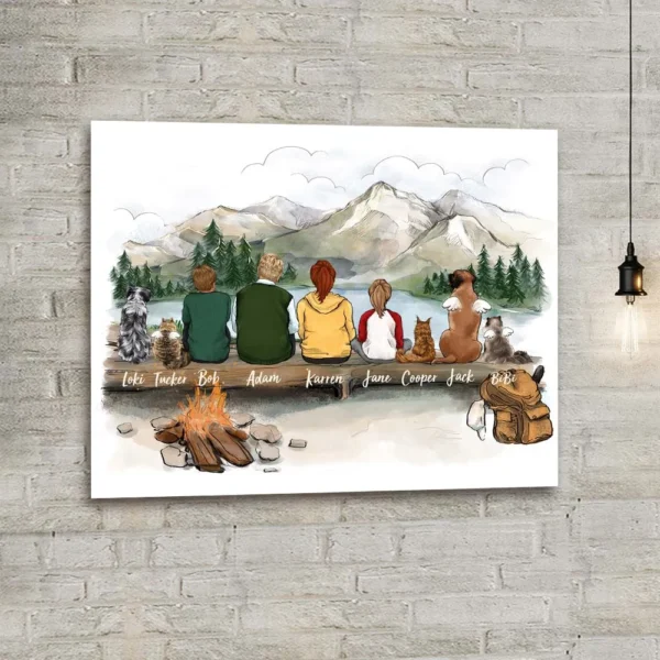 Dog Family Portrait - Personalized Family Gifts - Personalized Dog Family Canvas Print