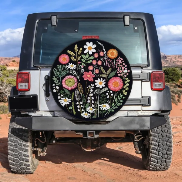 Elegant Floral Fixed-Design Spare Tire Cover – A Thoughtful Gift for Her